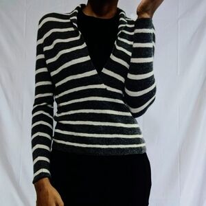J. Crew 100% baby alpaca deep V neck stripe jumper sweater